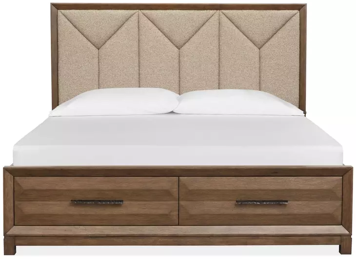 Callisto Bourbon Brown and Santa Cruz King Upholstered Storage Panel Bed