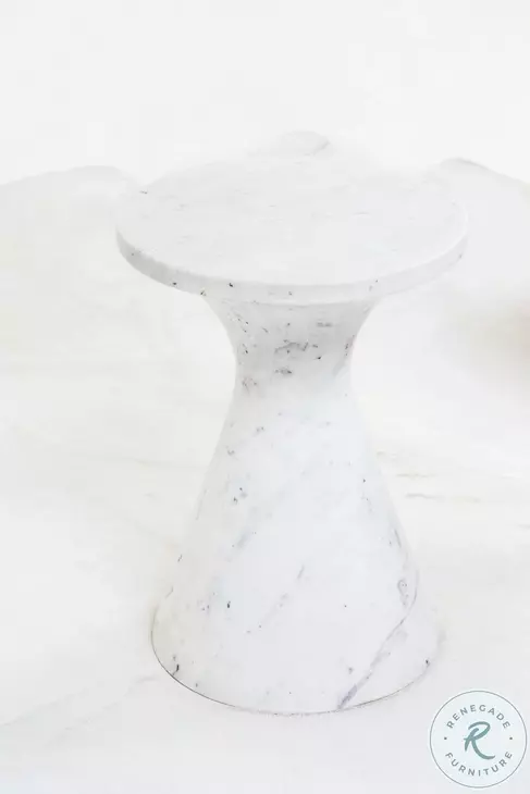 Isabelle White Marble Drink Table