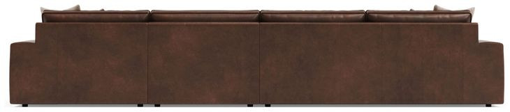Nest Brown Leather 3 Piece Modular Sectional with RAF Chaise and Pillows