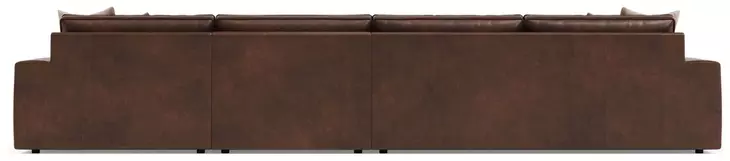Nest Brown Leather 3 Piece Modular Sectional with RAF Chaise and Pillows