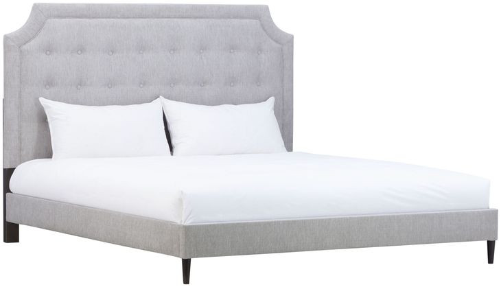 Zest Light Gray and Black King Upholstered Panel Bed with Welt Trim