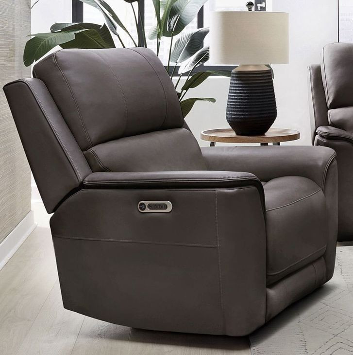 Easton Steamboat Brown Leather Zero Gravity Power Recliner with USB Charging