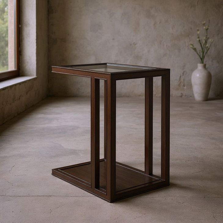 Glaze Cola Rectangular Glass Top End Table