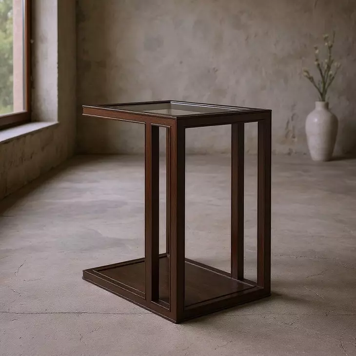 Glaze Cola Rectangular Glass Top End Table