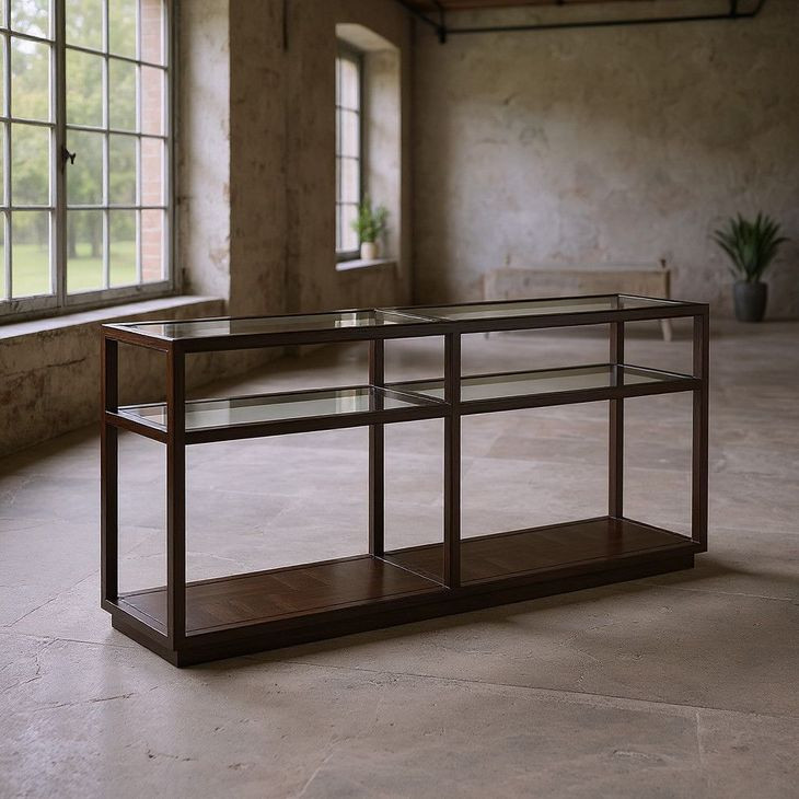 Glaze Cola Rectangular Glass Top Console Table