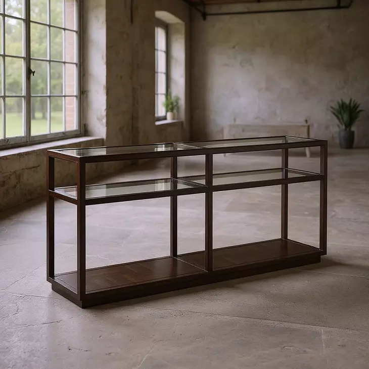Glaze Cola Rectangular Glass Top Console Table