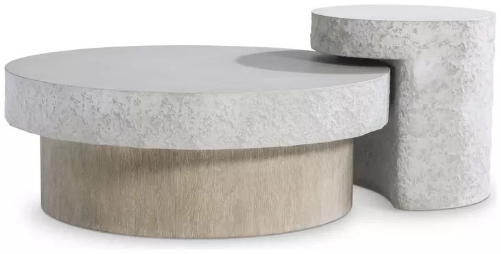 Pincio Millstone and Trevin Round Faux Stone Top Cocktail Table