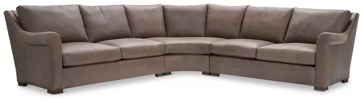 Keirnan Brown Leather 3 Piece Modular Sectional with Pillows