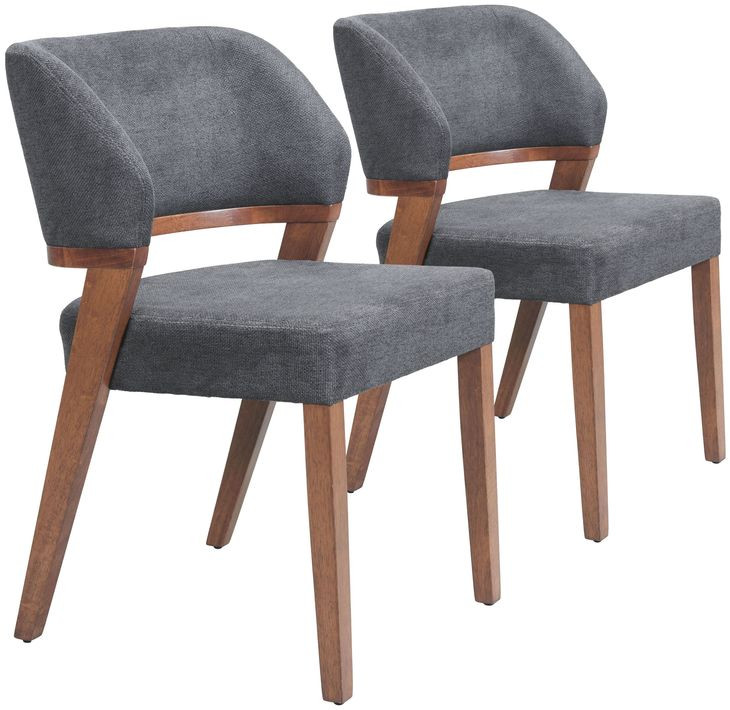 Sunobu Azure Gray And Walnut Dining Chair Set Of 2