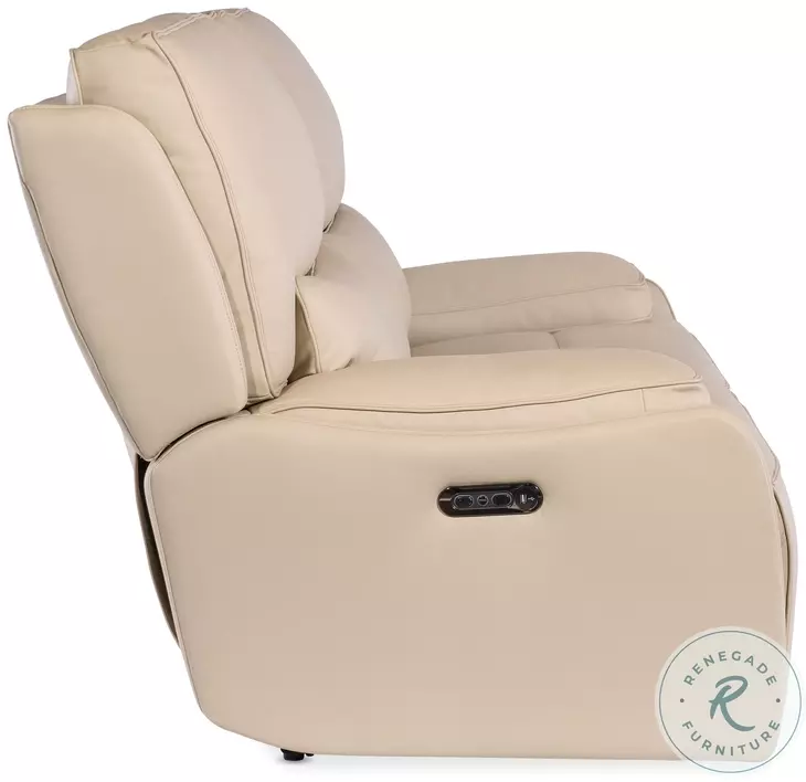 Kramer Beige Leather Zero Gravity 87" Power Reclining Sofa With Power Headrest