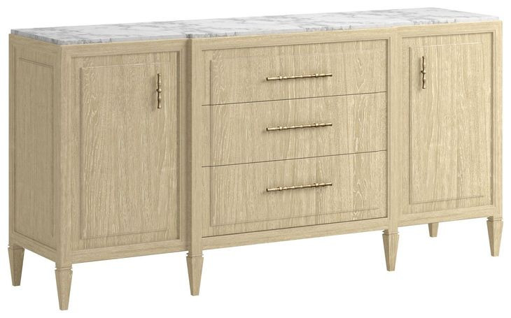 Eave Sundrenched Oak 76" 3 Drawer Credenza with Stone Top