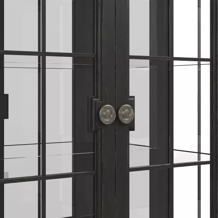 Atrium Black 2 Glass Door Display Cabinet with LED