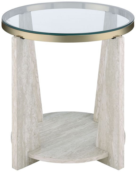 Wanda White Round Glass Top End Table