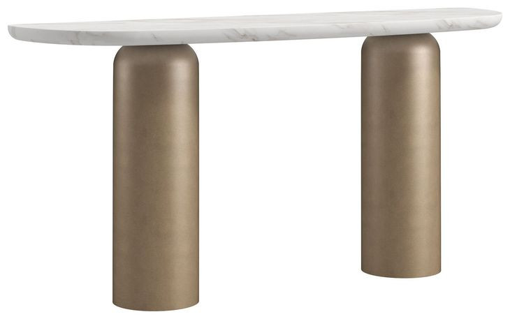 Verge Bronze Metallic and White Marble Top Console Table