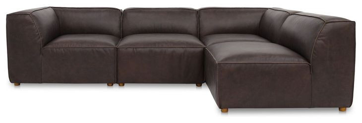 Form Espresso Brown Leather 4 Piece Signature Modular Sectional