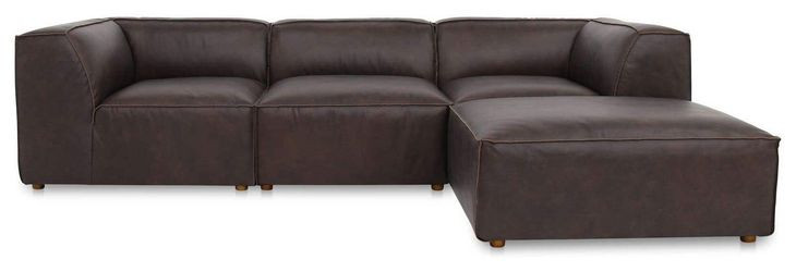 Form Espresso Brown Leather 4 Piece Lounge Modular Sectional