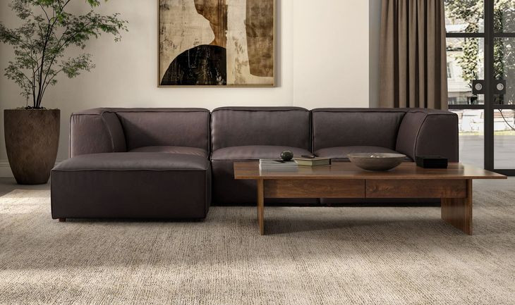 Form Espresso Brown Leather 3 Piece Nook Modular Sectional