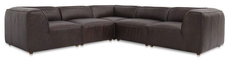 Form Espresso Brown Leather 5 Piece Classic Modular Sectional