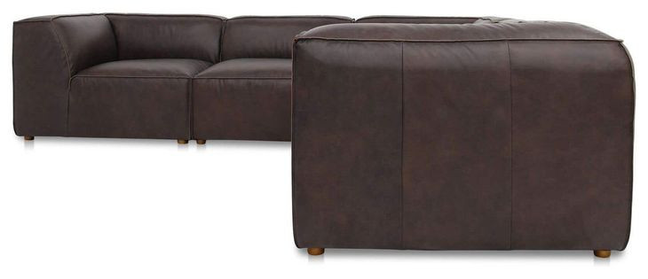 Form Espresso Brown Leather 5 Piece Classic Modular Sectional