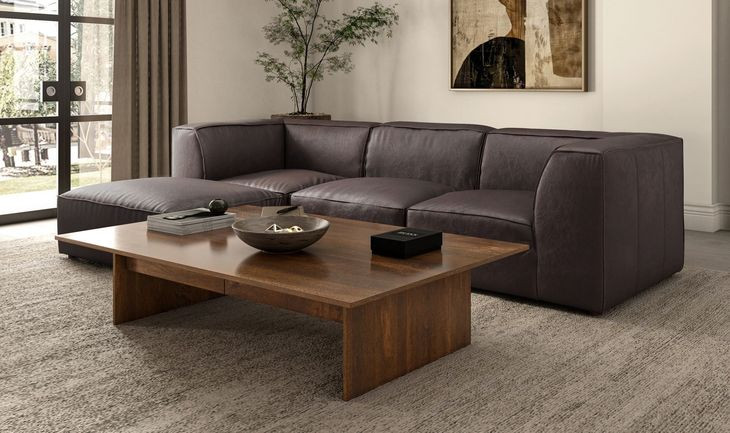 Form Espresso Brown Leather 5 Piece Dream Modular Sectional