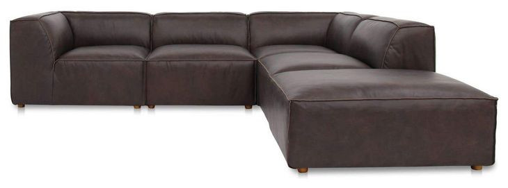 Form Espresso Brown Leather 5 Piece Dream Modular Sectional