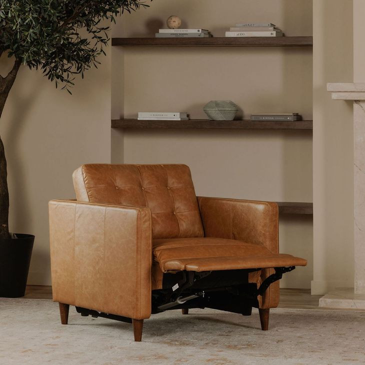 Bridgers Tan Leather Power Recliner