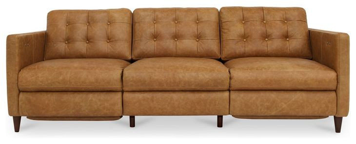Bridgers Tan Leather 94" Power Reclining Sofa