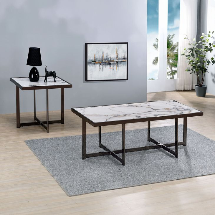 Kayley White Rectangular Sintered Stone Cocktail Table