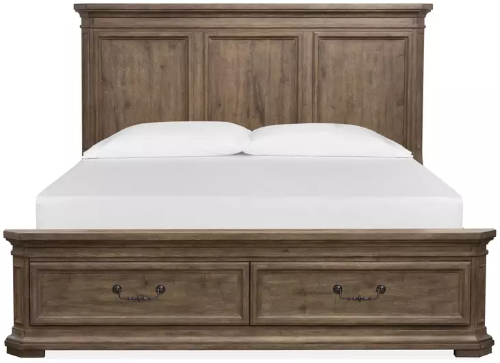 Adler Court Florentine Walnut Queen Storage Panel Bed