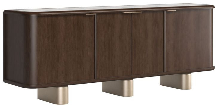 Verge Handcrafted Walnut 85" 4 Door Credenza