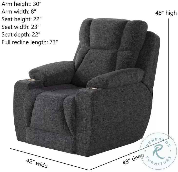 Challenger Brady Charcoal Power Headrest Wall Hugger Big Mans Recliner