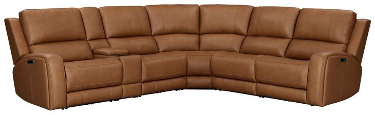 Belmont Lyric Caramel Leather Modular Zero Gravity Power Reclining Sectional with USB Charging