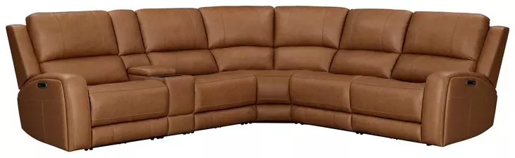 Belmont Lyric Caramel Leather 6 Piece Modular Zero Gravity Power Reclining Sectional with USB Charging