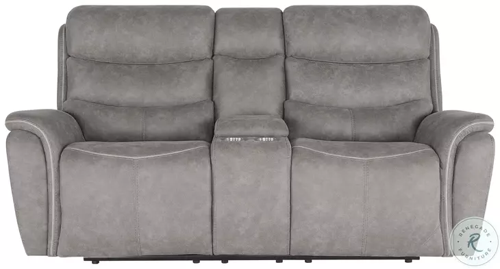 Kamari Gray Power Reclining 76" Console Loveseat Power Headrest And Footrest