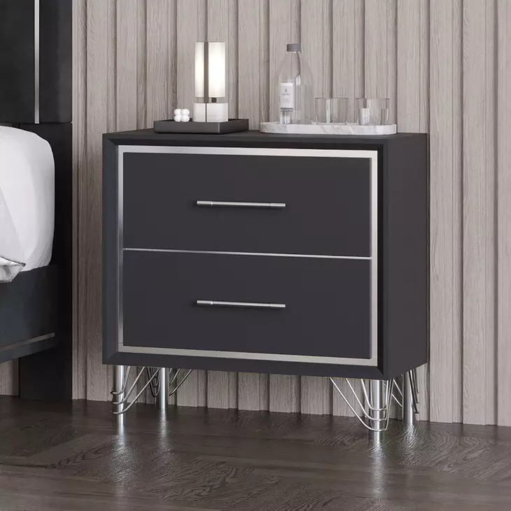 Ava Ebony 2 Drawer Nightstand
