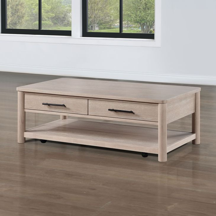 Gabby Light Brown Rectangular Coffee Table with Casters