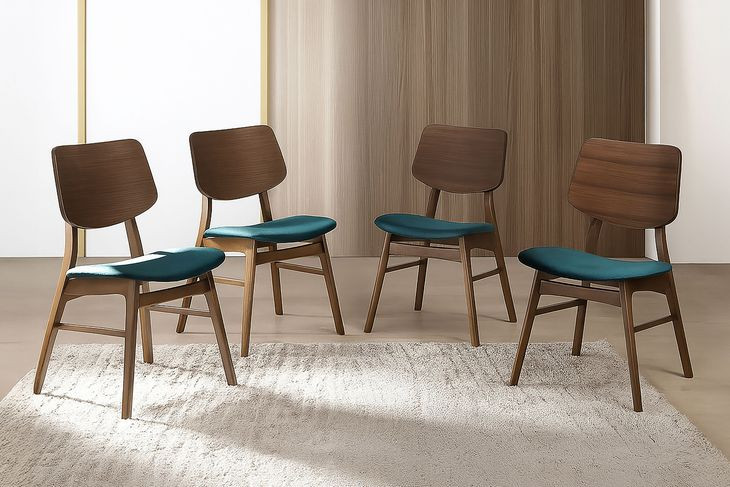 Oscar Teal Upholstered Dining Chair Set of 4