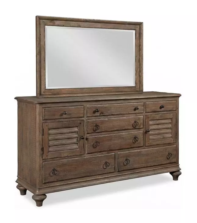 Homestead Pine Heather 7 Drawer Ellesmere Dresser with Rectangular Landscape Mirror