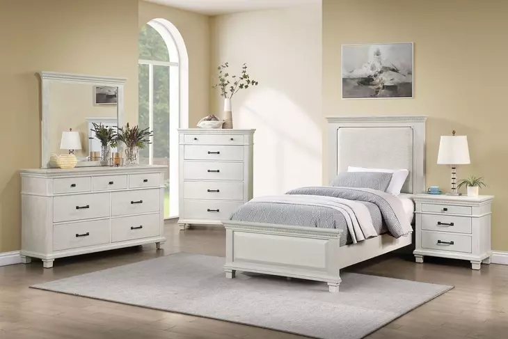 Silver Sands Gray Full Upholstered Panel Bed