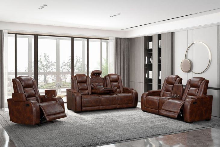 Chester Brown 85" Reclining Sofa with USB Charging and LED