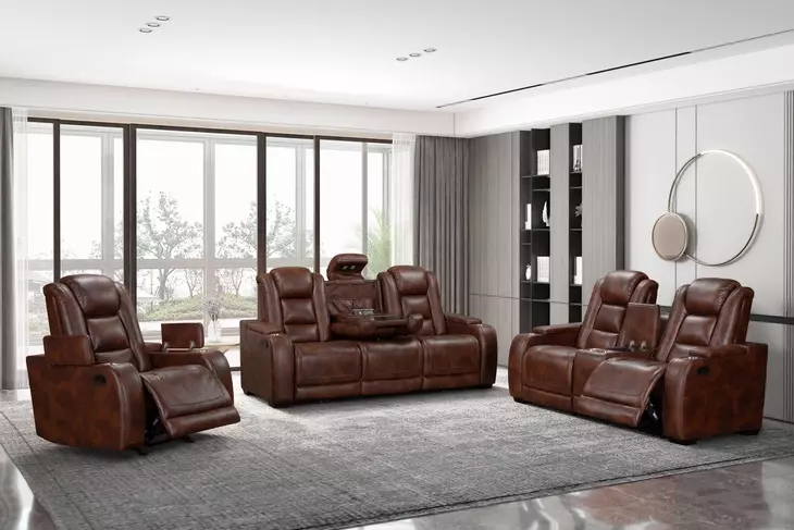 Chester Brown 74" Reclining Console Loveseat