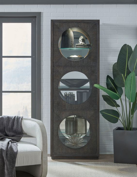 Accents Brown Side Entry 2 Door Curio Cabinet with LED Lighting