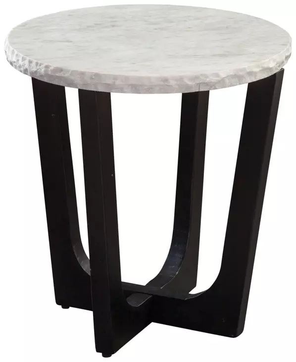 Chrissy Black and White Round Marble Top Ocassional Table