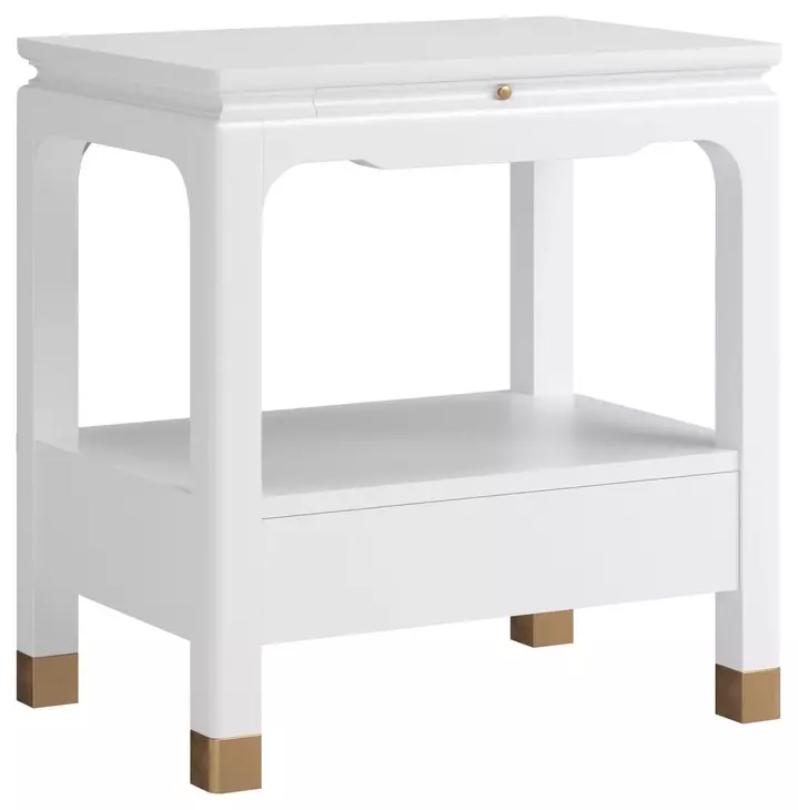 Eave Uplifting White Bedside Table