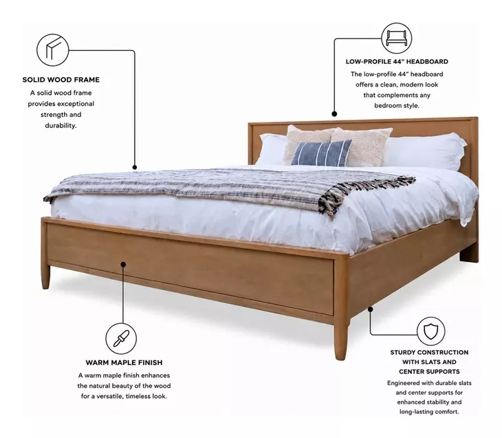 Maplewood Warm Maple Queen Low Profile Platform Bed