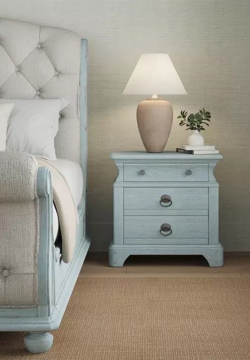 Summer Creek Blue 3 Drawer Nightstand with USB Charging