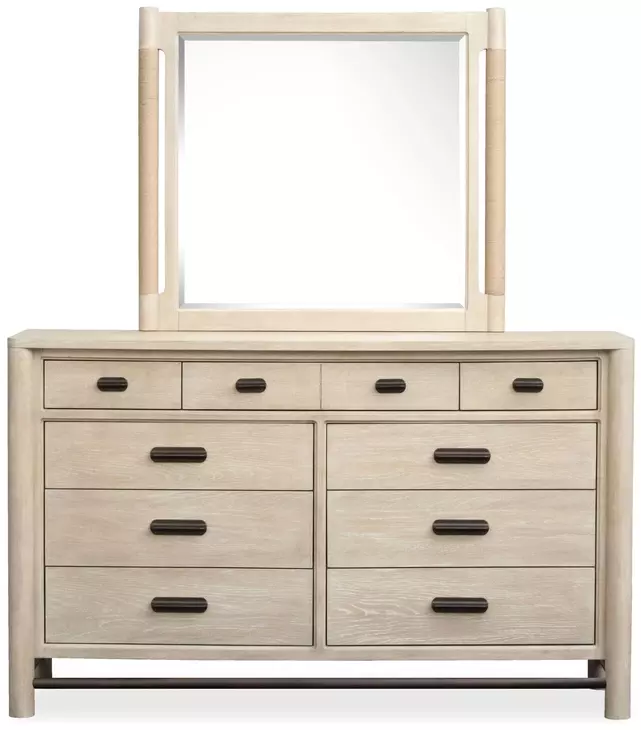 Sunset Cove Sanibel Brown and Gray 9 Drawer Dresser with Rectangular Mirror