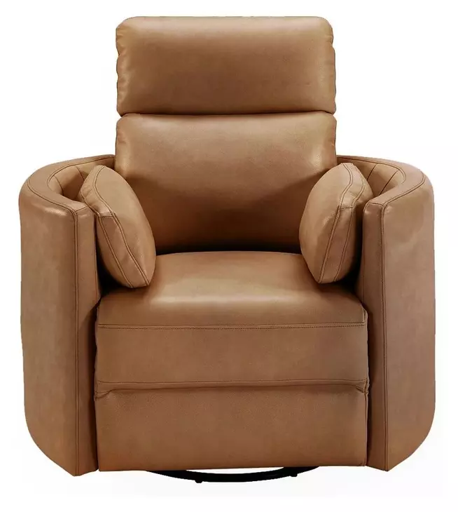 Arcadia Vintage Caramel Leather Swivel Glider Power Recliner with USB Charging