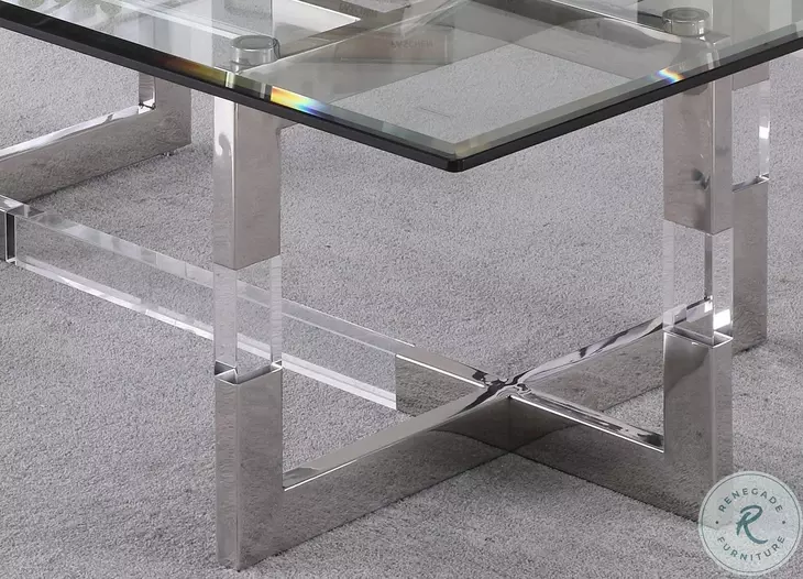 Yasmin Clear And Polished Stainless Steel Cocktail Table