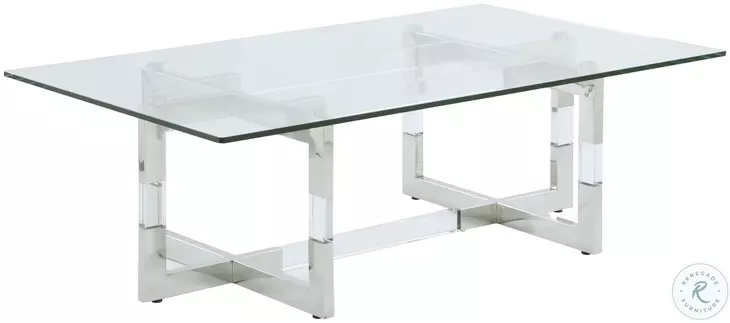 Yasmin Clear And Polished Stainless Steel Occasional Table Set